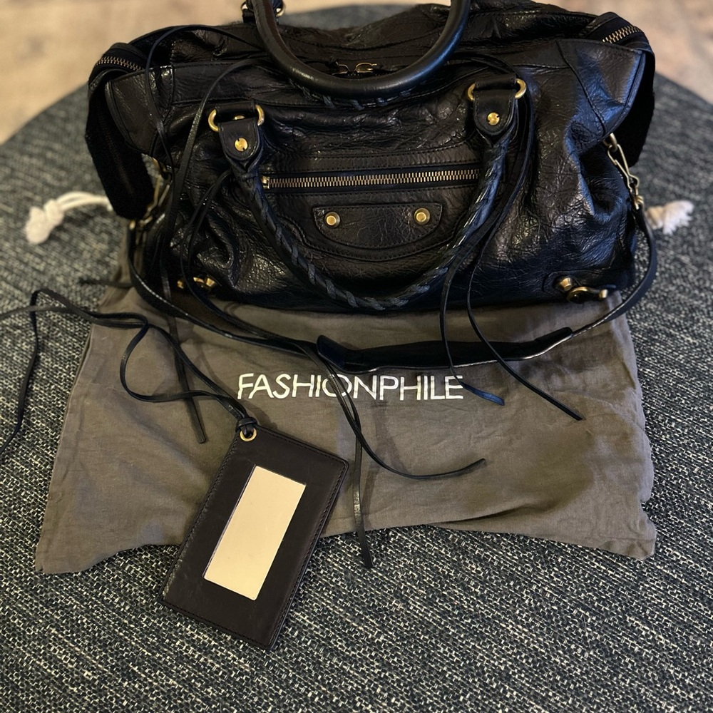 Navy Balenciaga City Bag